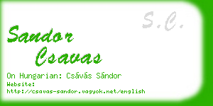 sandor csavas business card